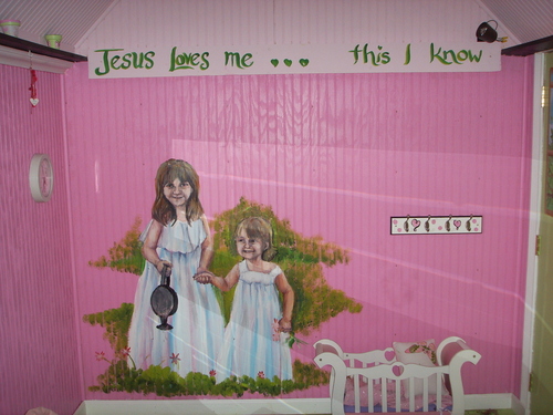 Jesus loves me wall painting